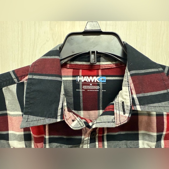Tony Hawk Red and Black Plaid Button Down Boys Med Long Sleeve Dress Shirt 0099 - Picture 4 of 8